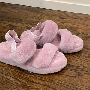 UGG Lavender Furry Slippers